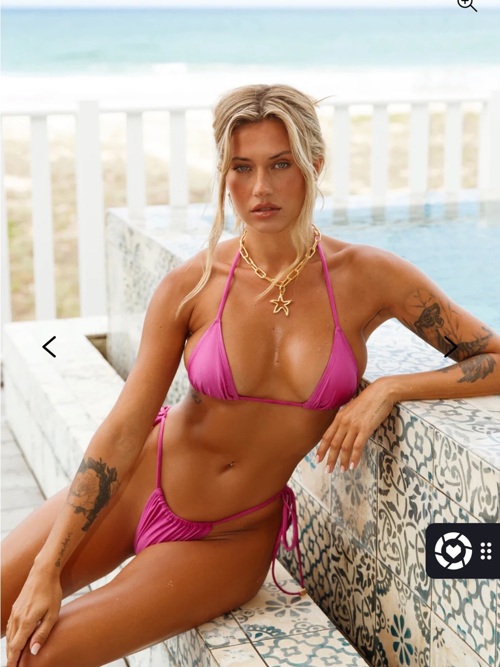 Hello Molly Fuchsia String Triangle Bikini